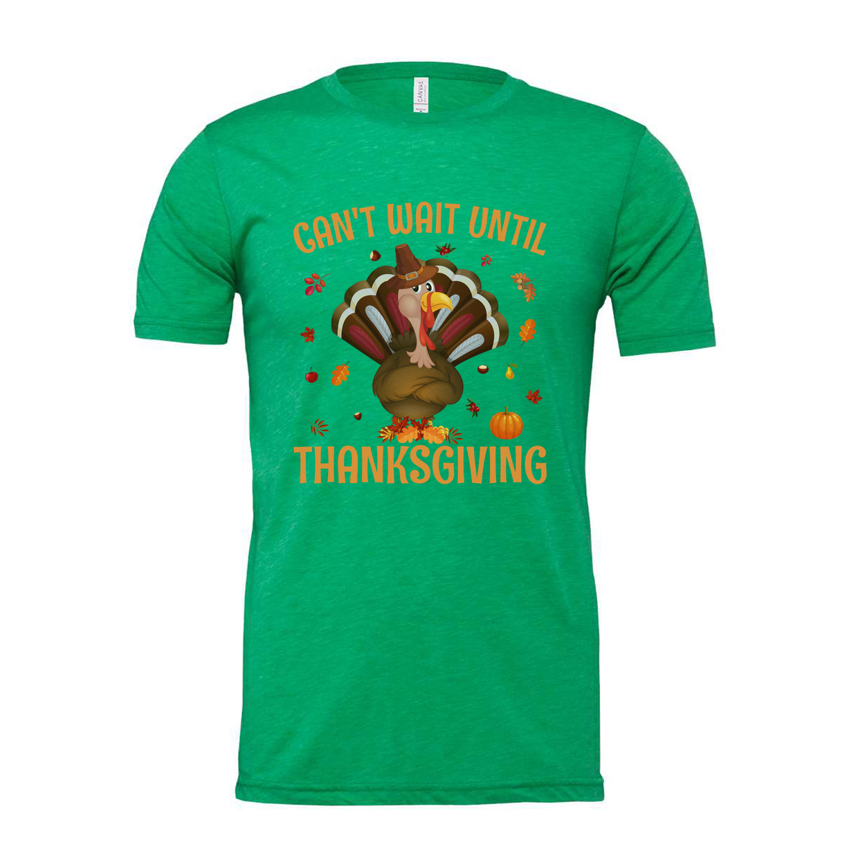 Unisex Thanksgiving T Shirt Cant Wait Until Thanksgiving Cartoon Turkey With Autumn Leaves