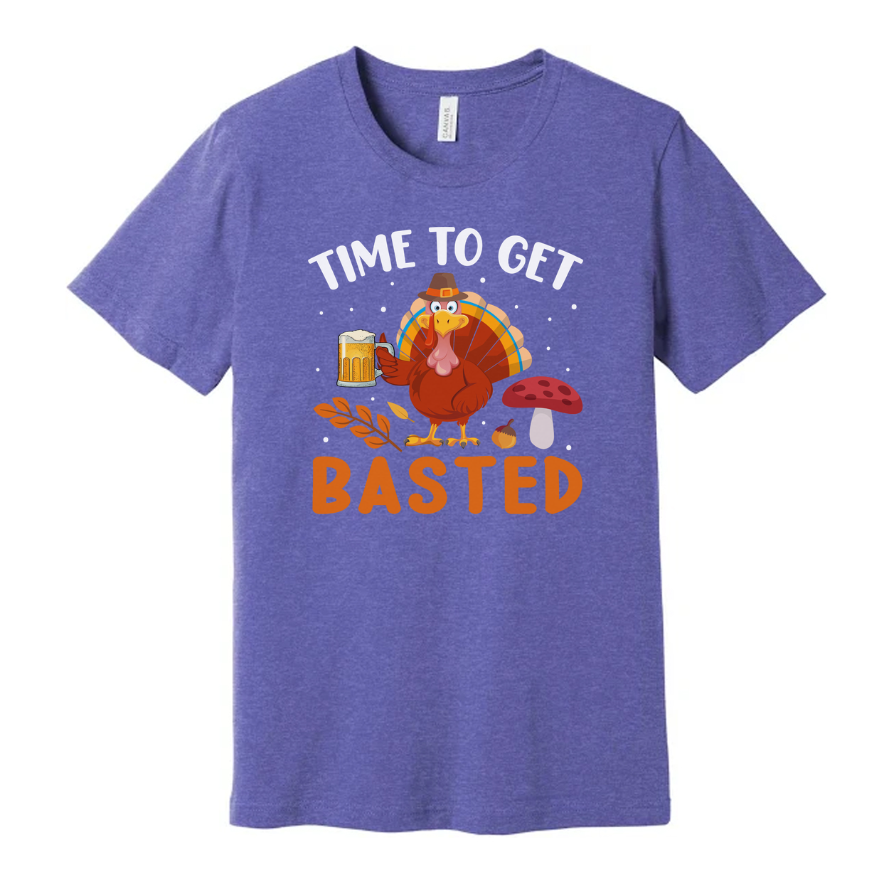 Time To Get Basted Thanksgiving Unisex Graphic T Shirt With Cartoon Turkey And Beer Mug