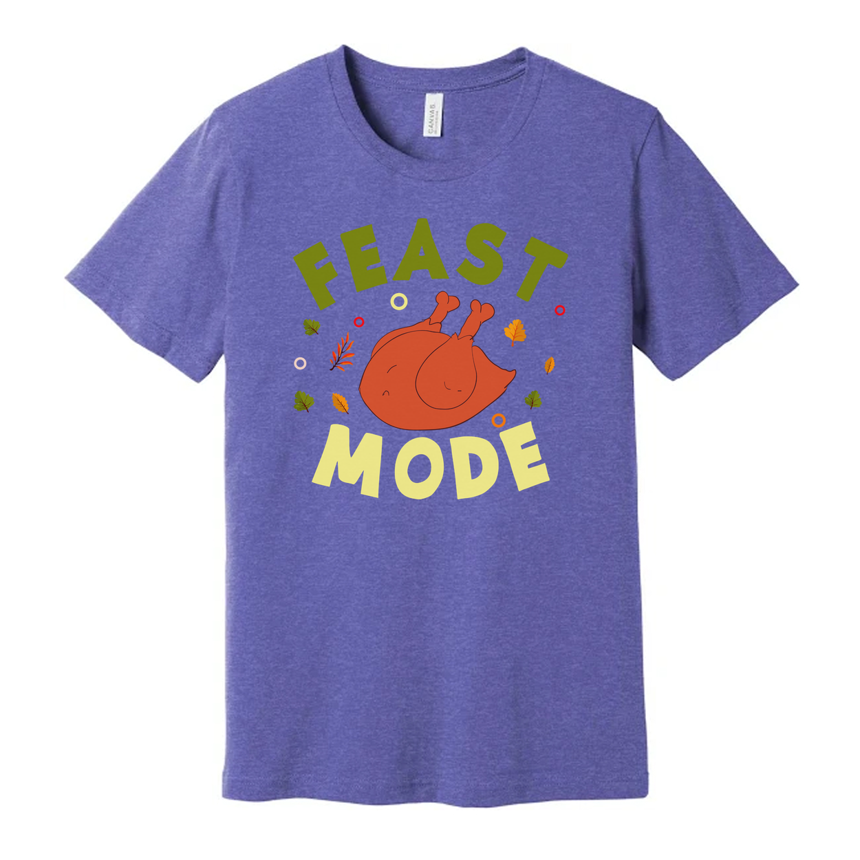 Feast Mode Thanksgiving Unisex T Shirt With Roasted Turkey Graphic And Autumn Leaves