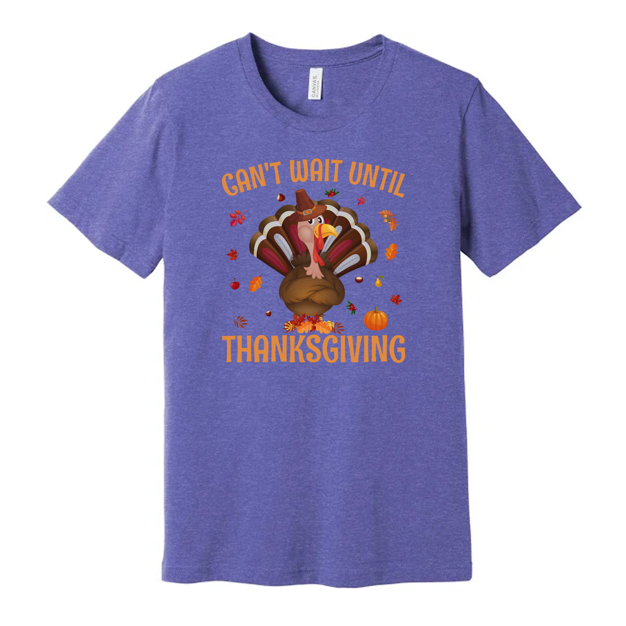 Unisex Thanksgiving T Shirt Cant Wait Until Thanksgiving Cartoon Turkey With Autumn Leaves