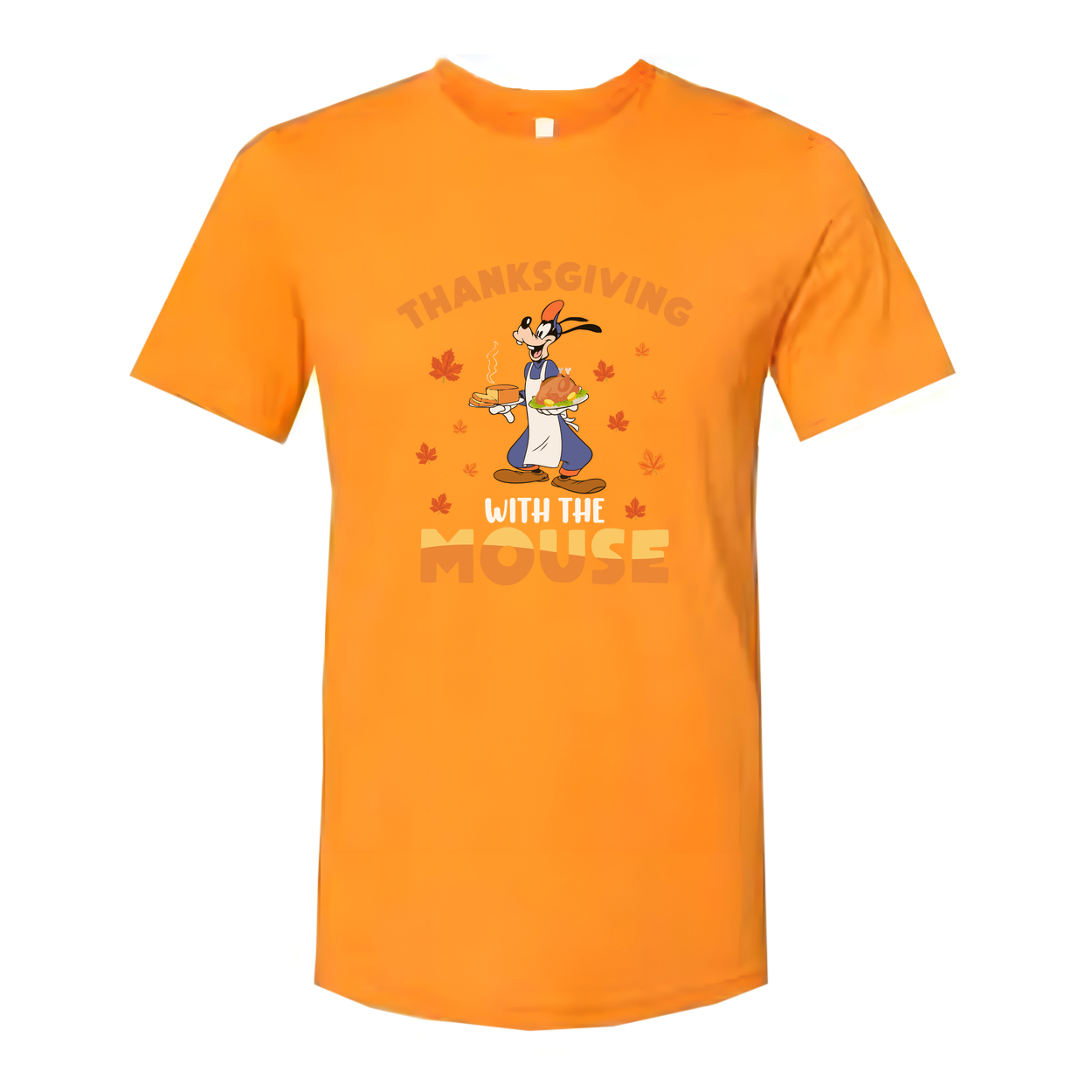 Thanksgiving With The Mouse Graphic Unisex T Shirt Featuring Mickey Mouse In Chef Outfit With Pie