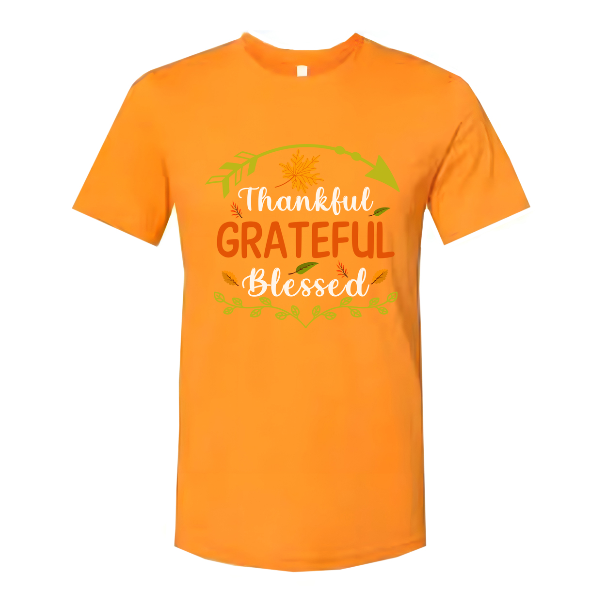 Thankful Grateful Blessed Thanksgiving Unisex T Shirt With Autumn Floral Design Graphic