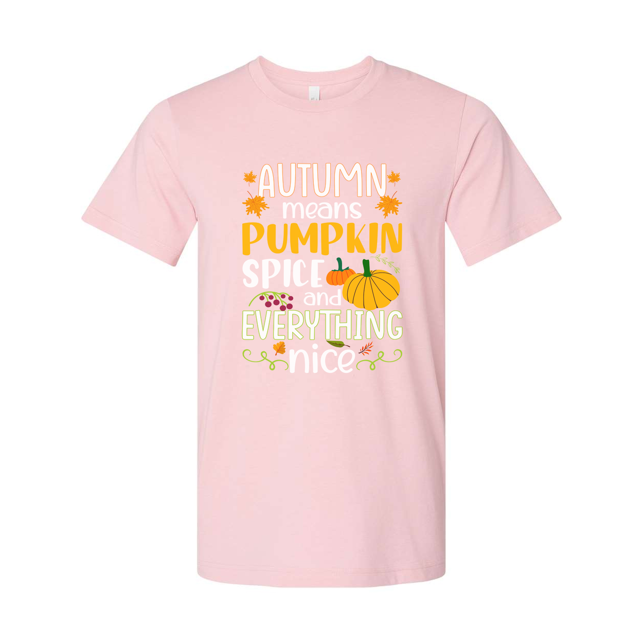 Autumn Means Pumpkin Spice And Everything Nice Unisex Thanksgiving Graphic T Shirt For Fall Wardrobe