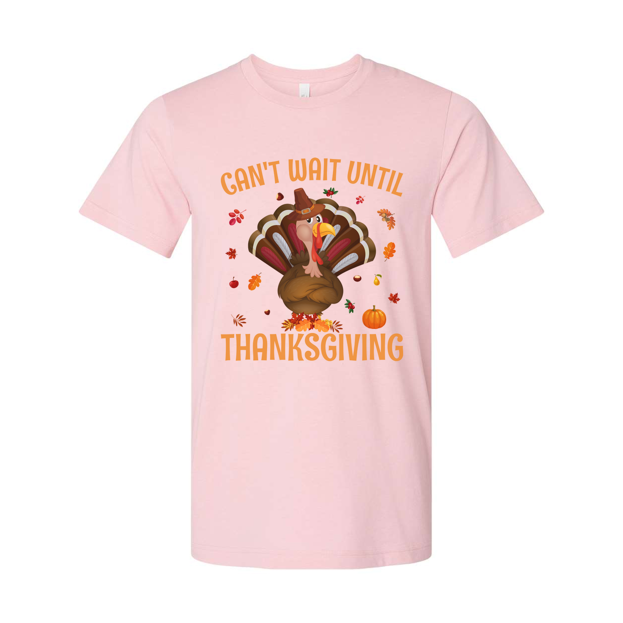 Unisex Thanksgiving T Shirt Cant Wait Until Thanksgiving Cartoon Turkey With Autumn Leaves