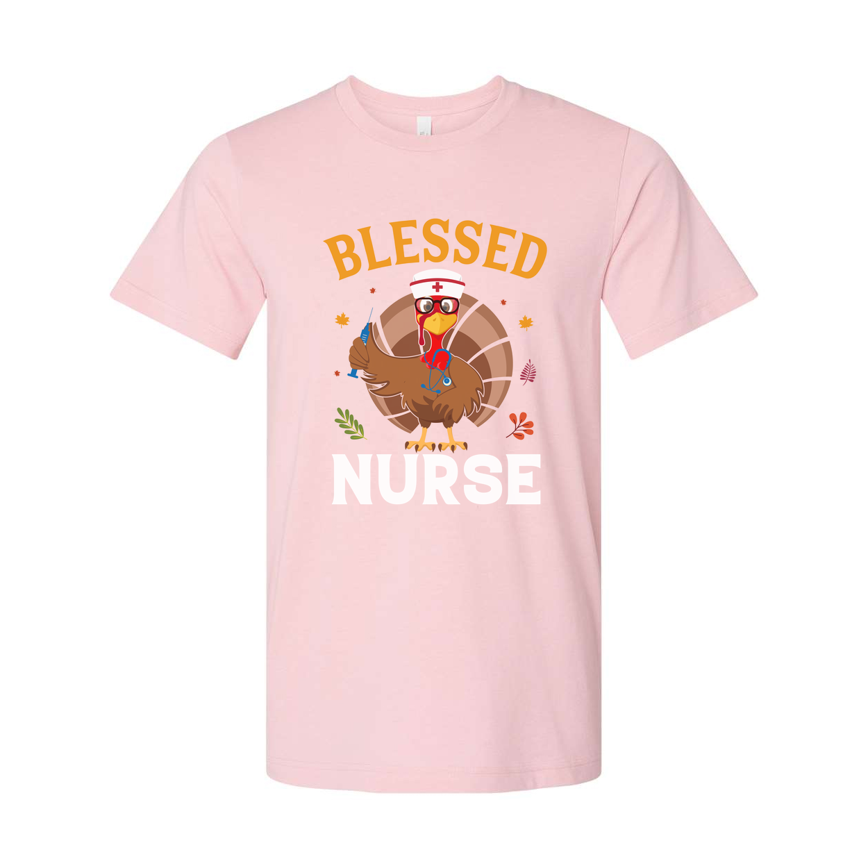 Blessed Nurse Unisex T Shirt With Turkey Nurse Illustration In Nurse Cap Design Artwork