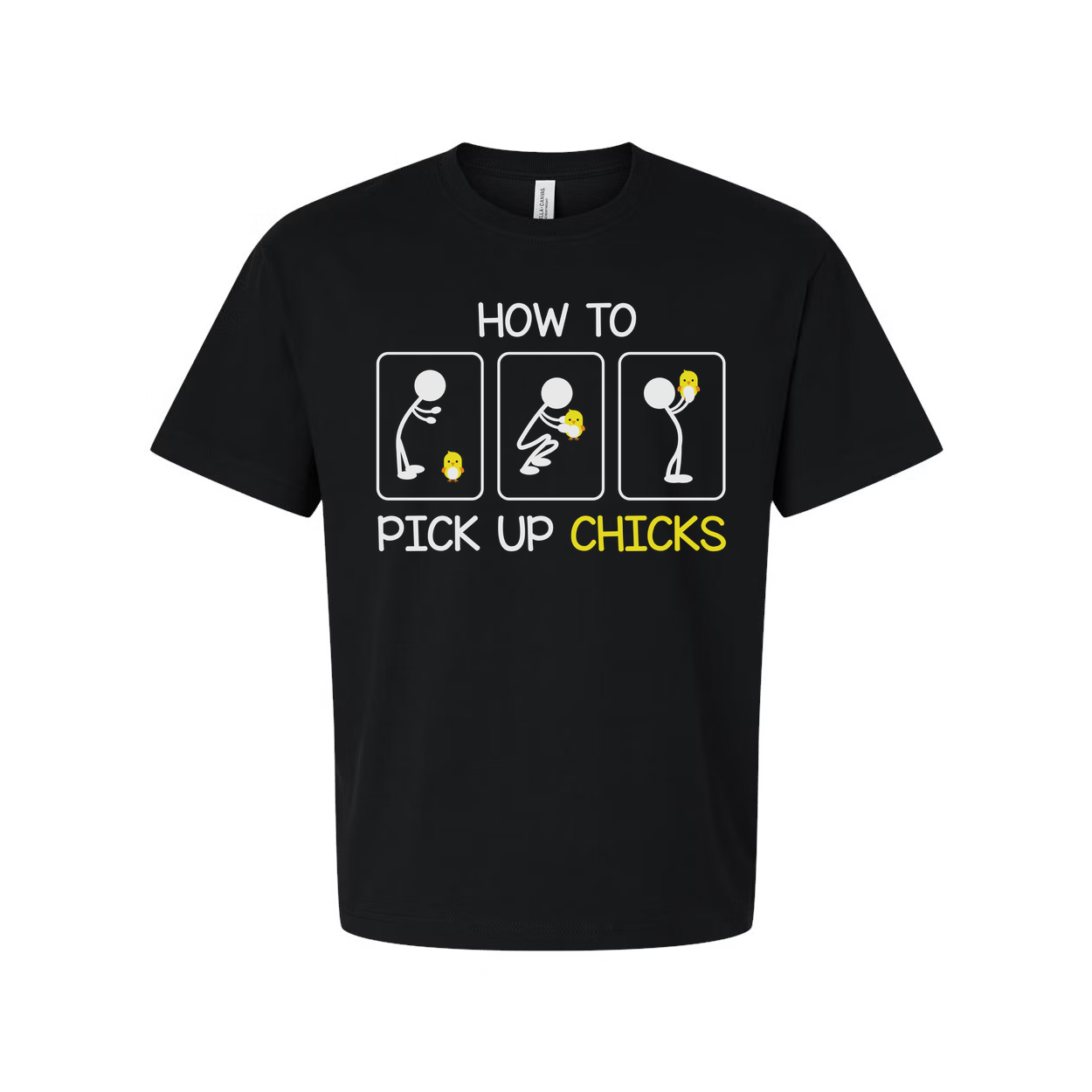 How To Pick Up Chicks Funny Graphic Unisex T Shirt With Chicks Emoji Illustration