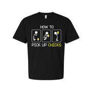 How To Pick Up Chicks Funny Graphic Unisex T Shirt With Chicks Emoji Illustration