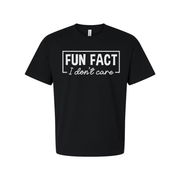 Sarcasm Unisex T Shirt Fun Fact I Don't Care Graphic Tee Soft Cotton Comfortable Fit for Men Women