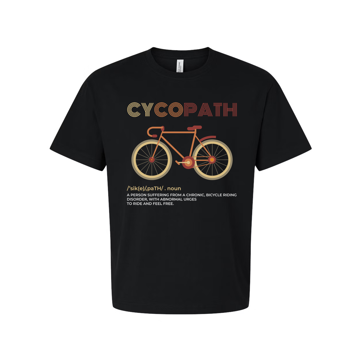 Cycopath Bicycle Graphic Unisex T Shirt With Retro Gradient Typography Design Premium Cotton