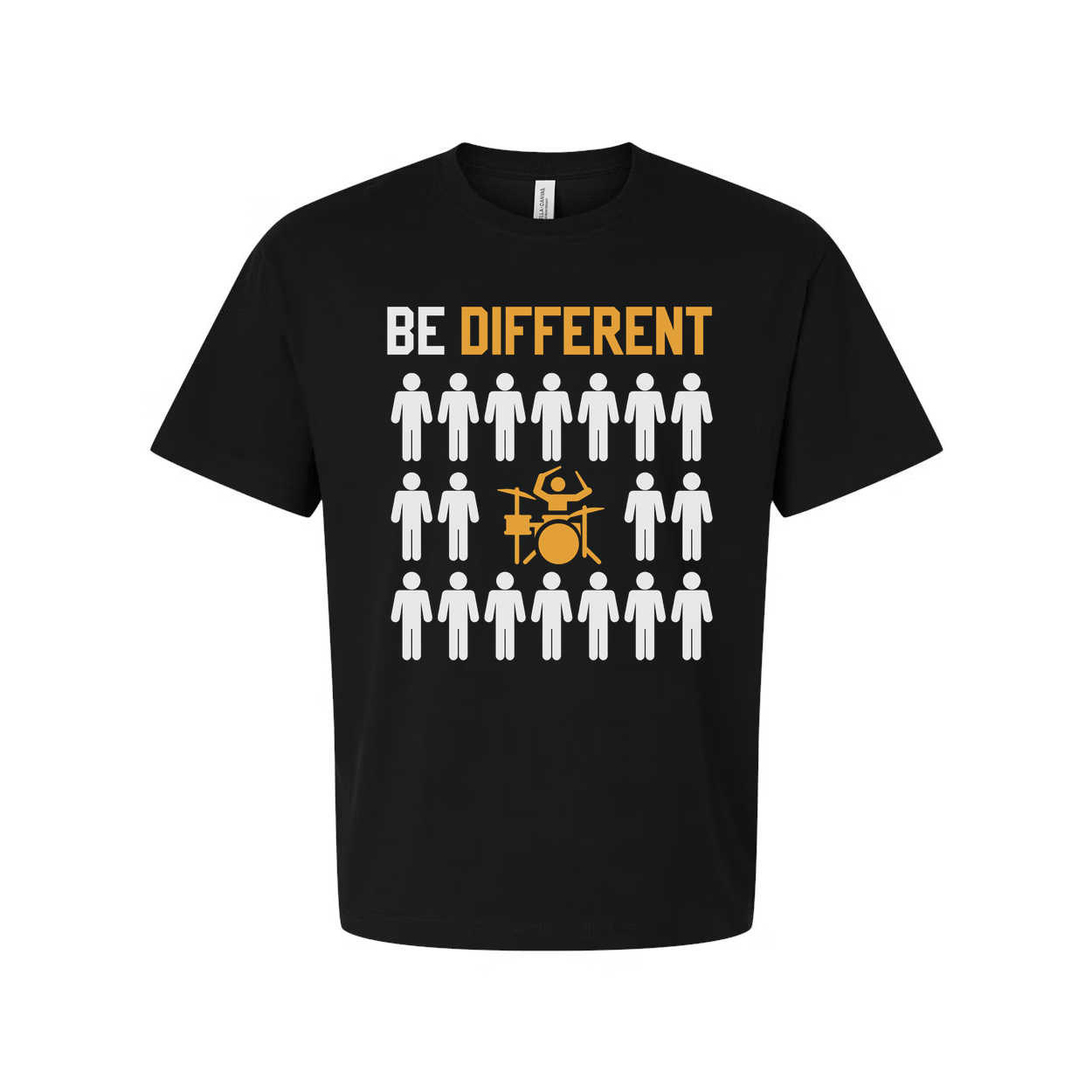 Be Different Unisex Graphic T Shirt With Drum Set Icon Design For Music Lovers Casual Wear