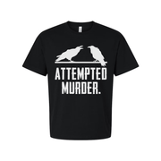 Unisex Graphic T Shirt With Attempted Murder Artwork Featuring Crow Silhouettes On Chest