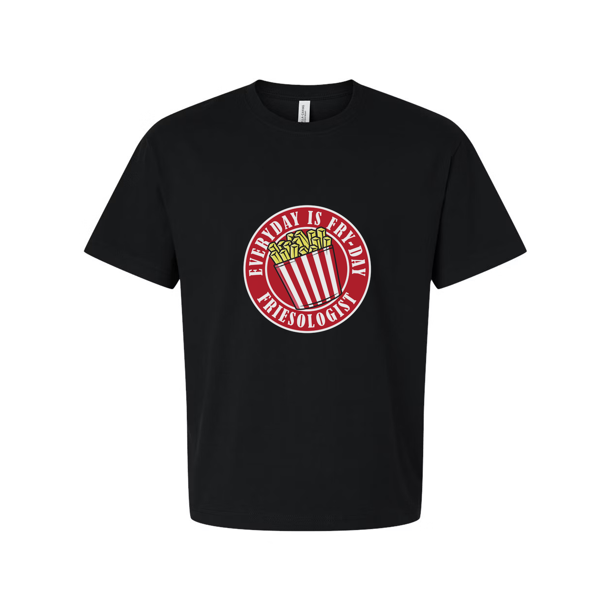 Everyday Is Fryday Friesologist Graphic T Shirt Unisex Casual Wear With Fries Bucket Logo