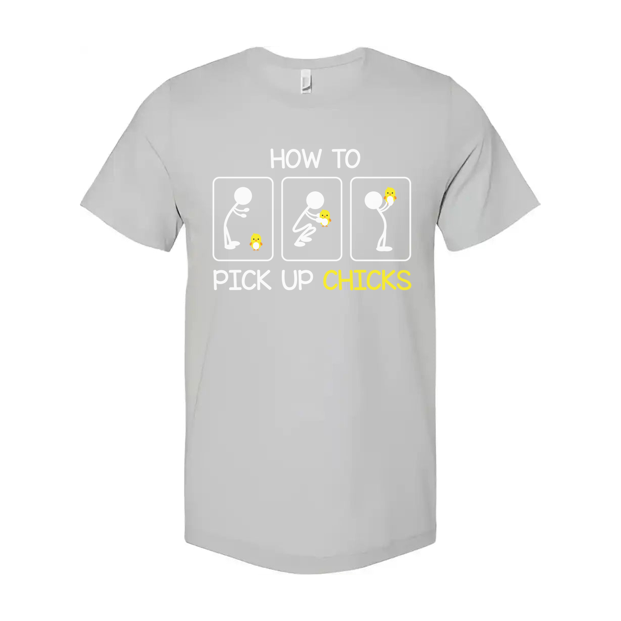 How To Pick Up Chicks Funny Graphic Unisex T Shirt With Chicks Emoji Illustration