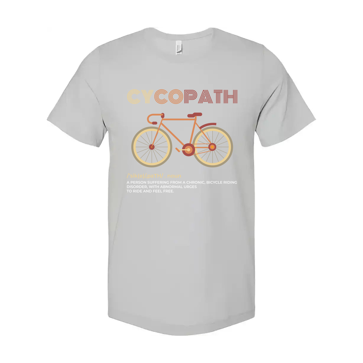 Cycopath Bicycle Graphic Unisex T Shirt With Retro Gradient Typography Design Premium Cotton