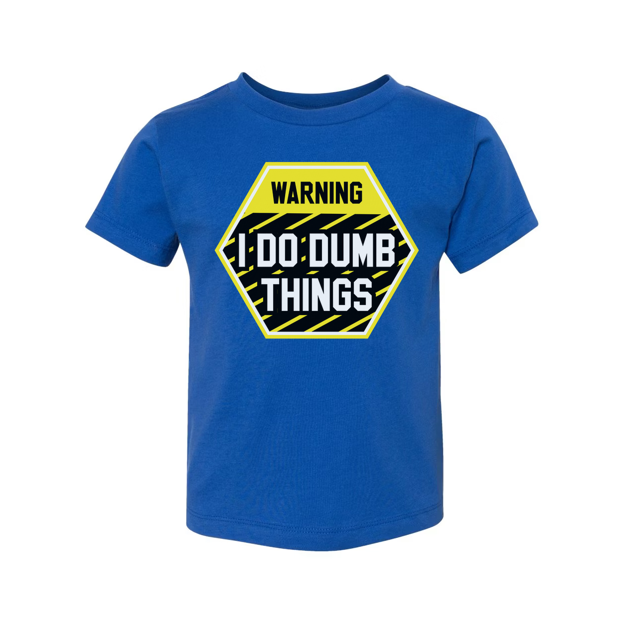 Warning I Do Dumb Things Unisex Graphic T Shirt With Yellow Black Hazard Sign Design