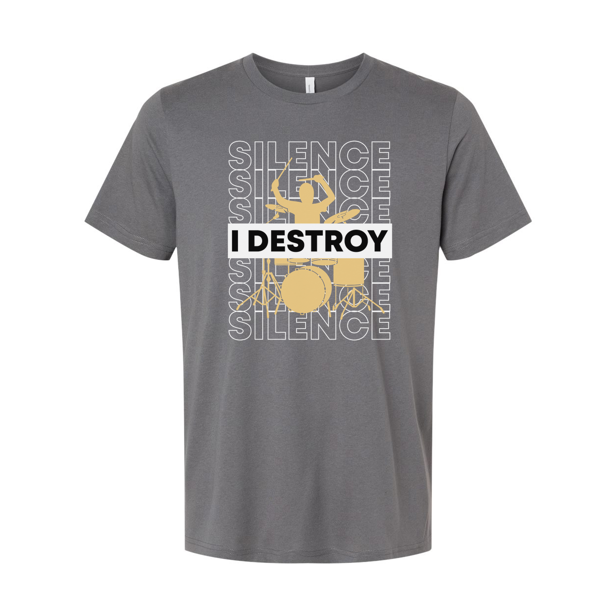 I Destroy Silence Drummer Graphic T Shirt Unisex Casual Short Sleeve Studio Apparel Gift
