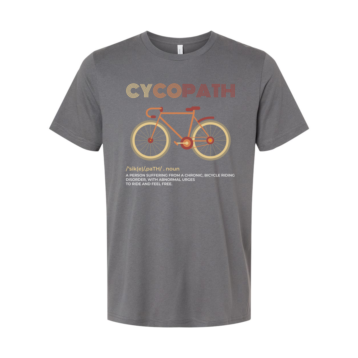 Cycopath Bicycle Graphic Unisex T Shirt With Retro Gradient Typography Design Premium Cotton