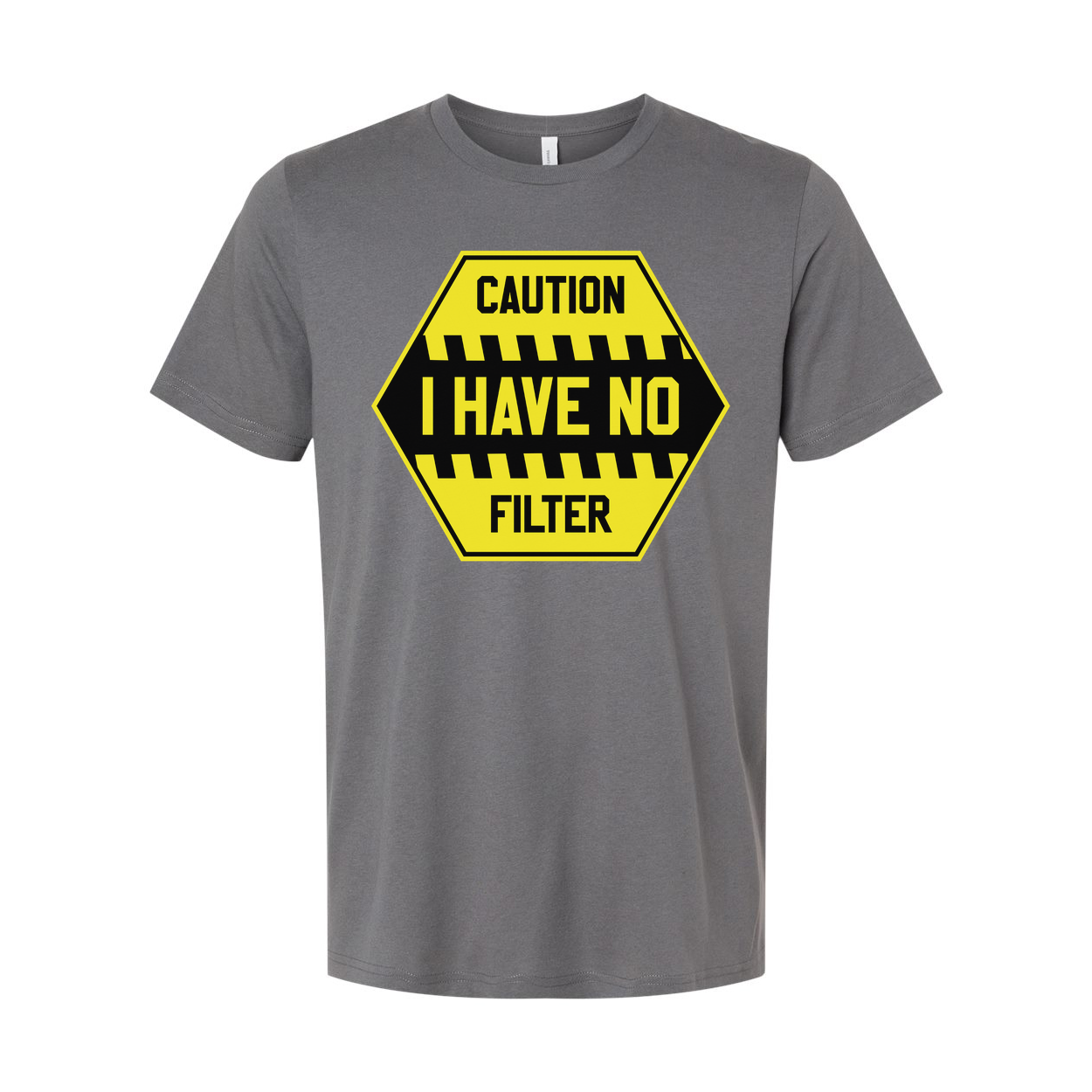 Caution I Have No Filter Graphic T Shirt Unisex Short Sleeve White Cotton Tee Casual