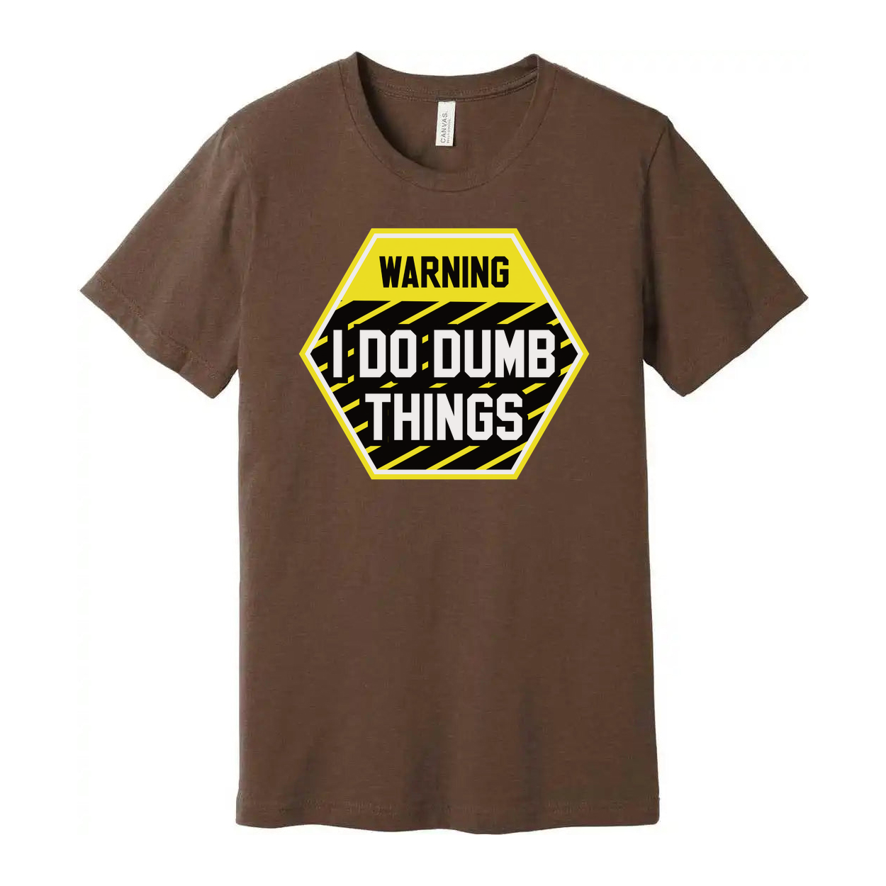 Warning I Do Dumb Things Unisex Graphic T Shirt With Yellow Black Hazard Sign Design