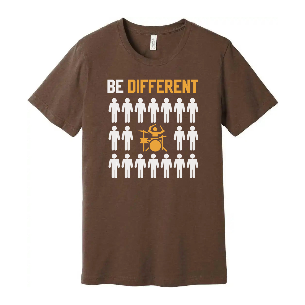 Be Different Unisex Graphic T Shirt With Drum Set Icon Design For Music Lovers Casual Wear