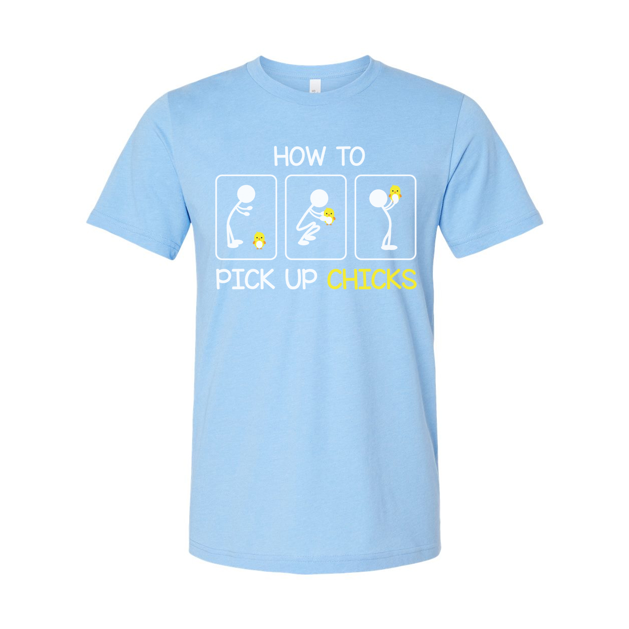 How To Pick Up Chicks Funny Graphic Unisex T Shirt With Chicks Emoji Illustration