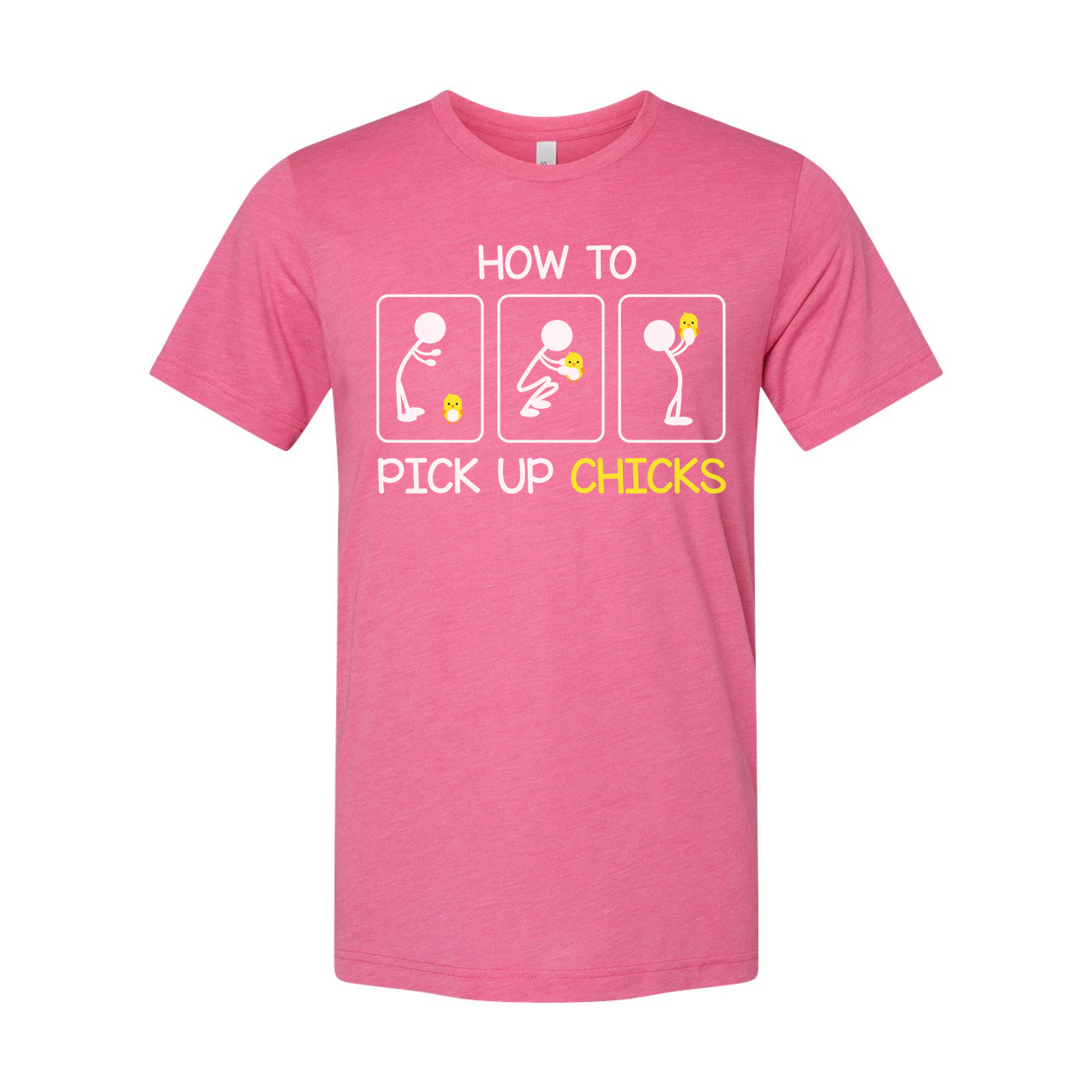 How To Pick Up Chicks Funny Graphic Unisex T Shirt With Chicks Emoji Illustration