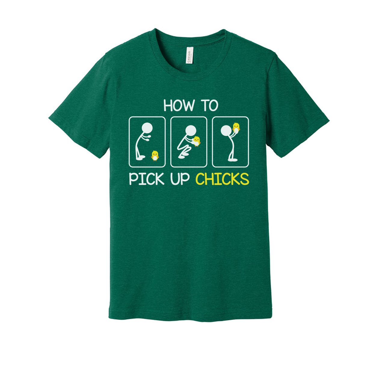 How To Pick Up Chicks Funny Graphic Unisex T Shirt With Chicks Emoji Illustration