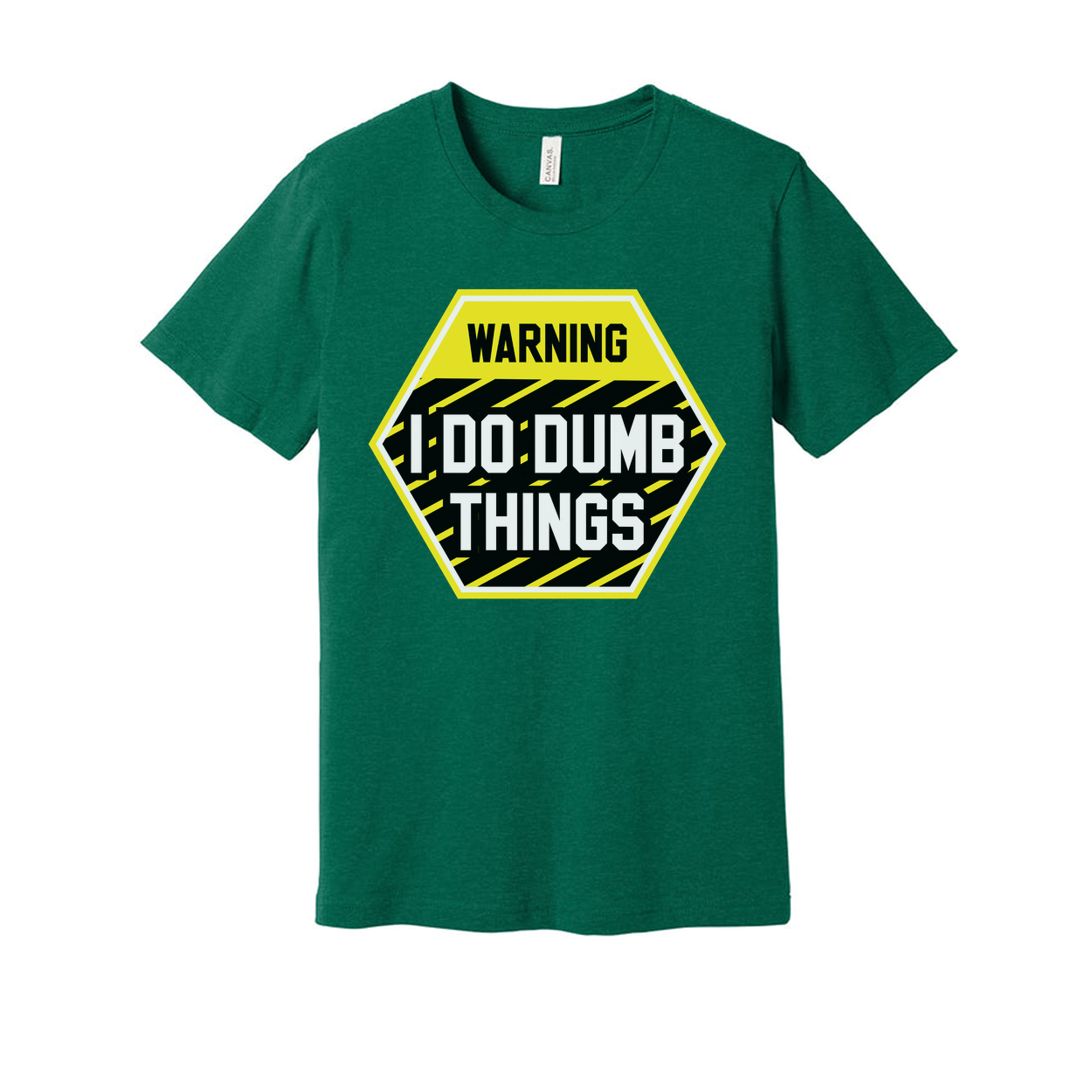 Warning I Do Dumb Things Unisex Graphic T Shirt With Yellow Black Hazard Sign Design