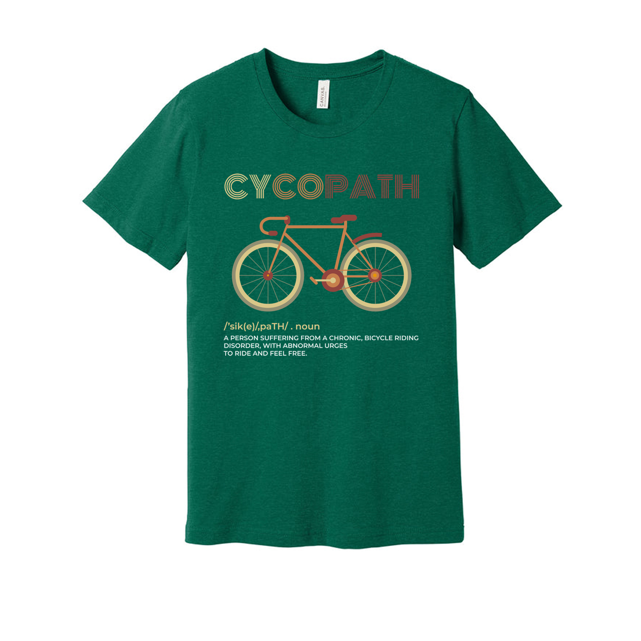 Cycopath Bicycle Graphic Unisex T Shirt With Retro Gradient Typography Design Premium Cotton