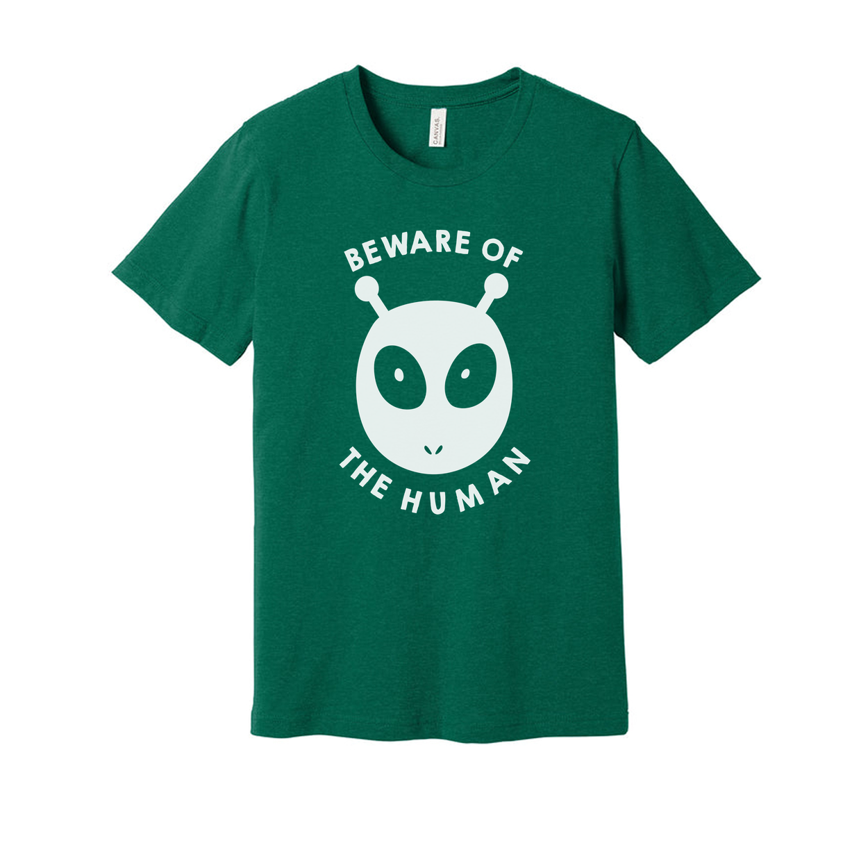 Beware Of The Human Graphic T Shirt Unisex White Cotton Tee Short Sleeve Regular Fit