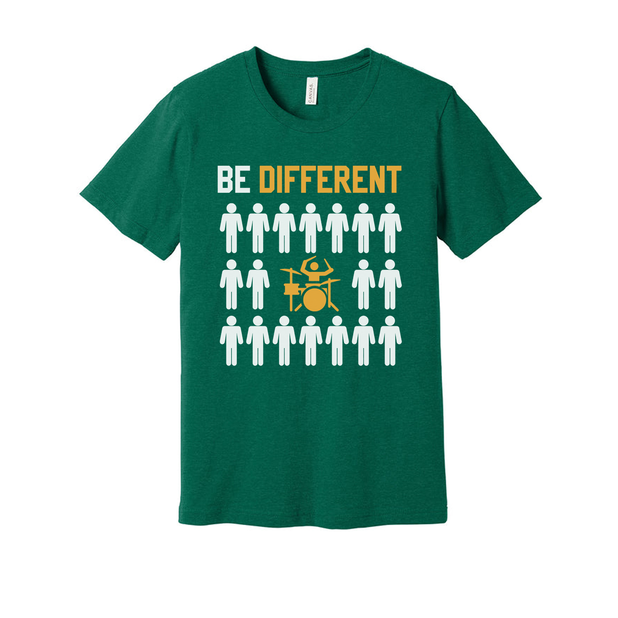 Be Different Unisex Graphic T Shirt With Drum Set Icon Design For Music Lovers Casual Wear