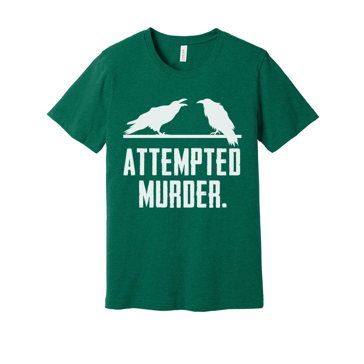 Unisex Graphic T Shirt With Attempted Murder Artwork Featuring Crow Silhouettes On Chest