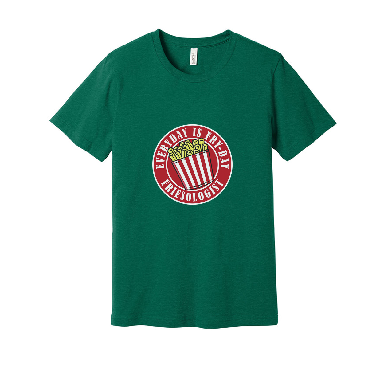 Everyday Is Fryday Friesologist Graphic T Shirt Unisex Casual Wear With Fries Bucket Logo
