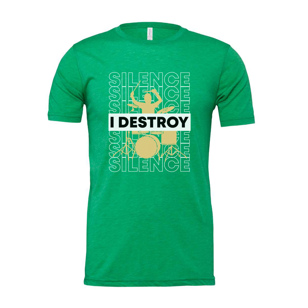 I Destroy Silence Drummer Graphic T Shirt Unisex Casual Short Sleeve Studio Apparel Gift