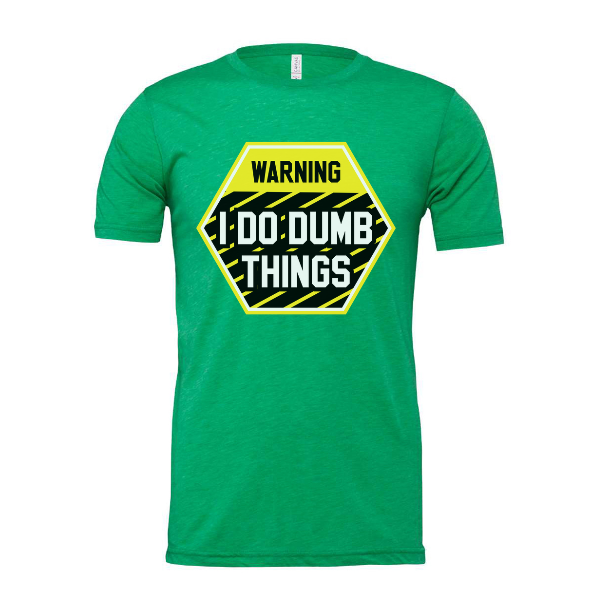 Warning I Do Dumb Things Unisex Graphic T Shirt With Yellow Black Hazard Sign Design