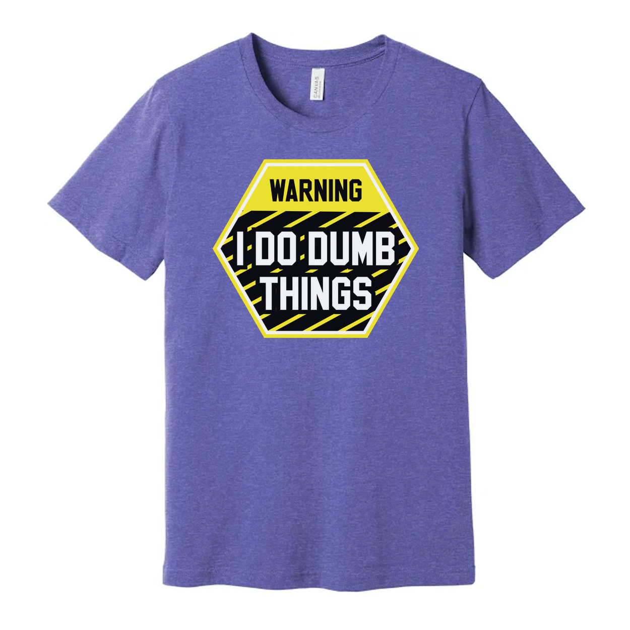 Warning I Do Dumb Things Unisex Graphic T Shirt With Yellow Black Hazard Sign Design