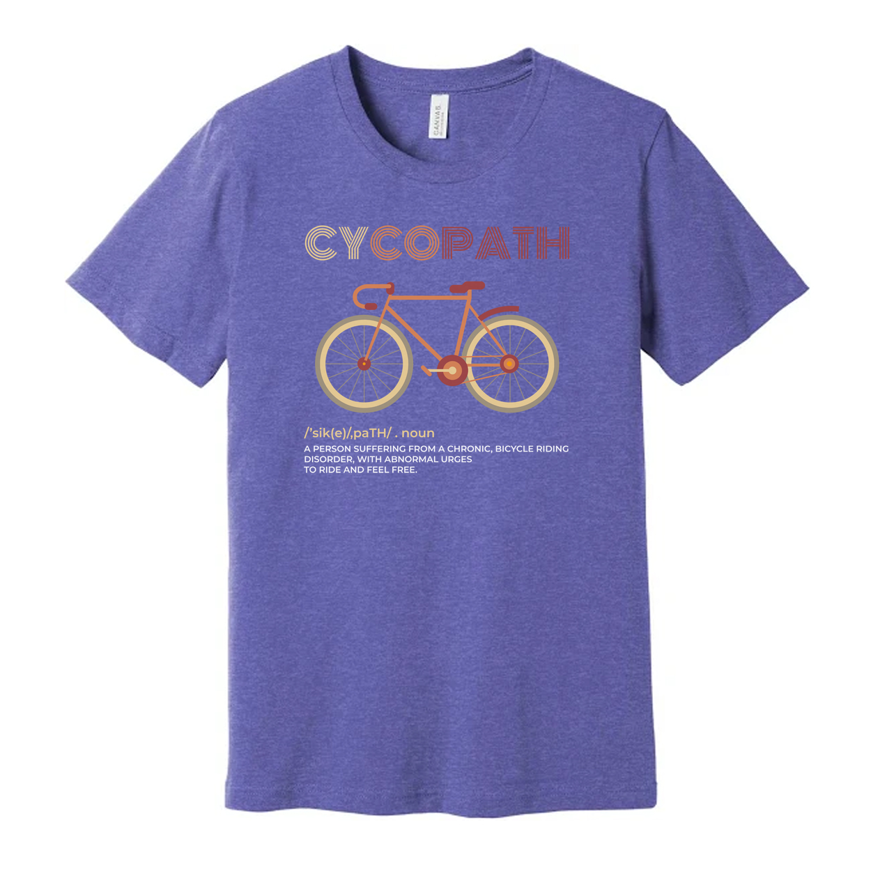 Cycopath Bicycle Graphic Unisex T Shirt With Retro Gradient Typography Design Premium Cotton