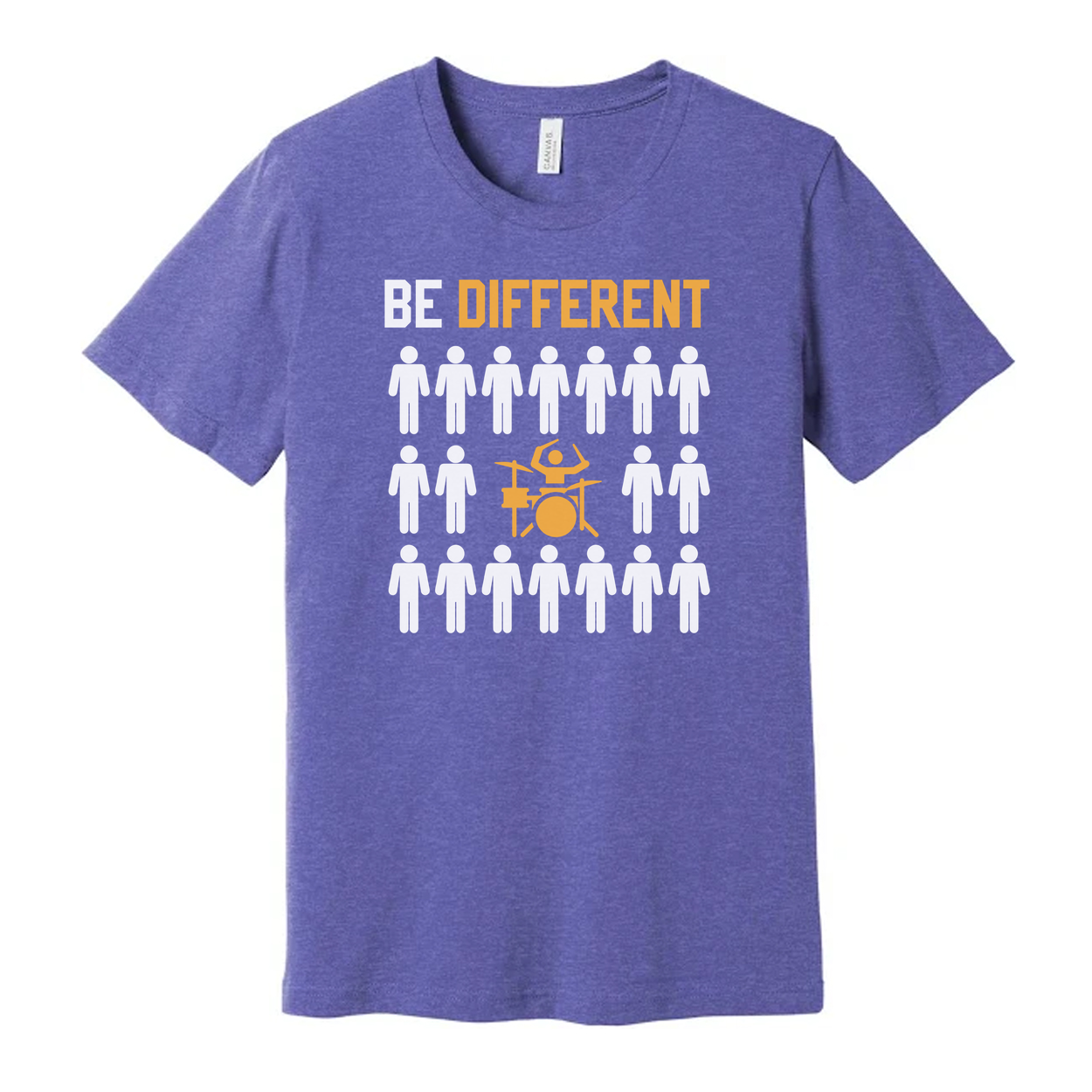 Be Different Unisex Graphic T Shirt With Drum Set Icon Design For Music Lovers Casual Wear