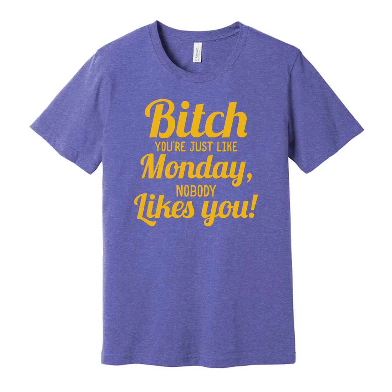 Bitch You're Just Like Monday Nobody Likes You Unisex T Shirt Graphic Tee Soft Cotton Short Sleeve