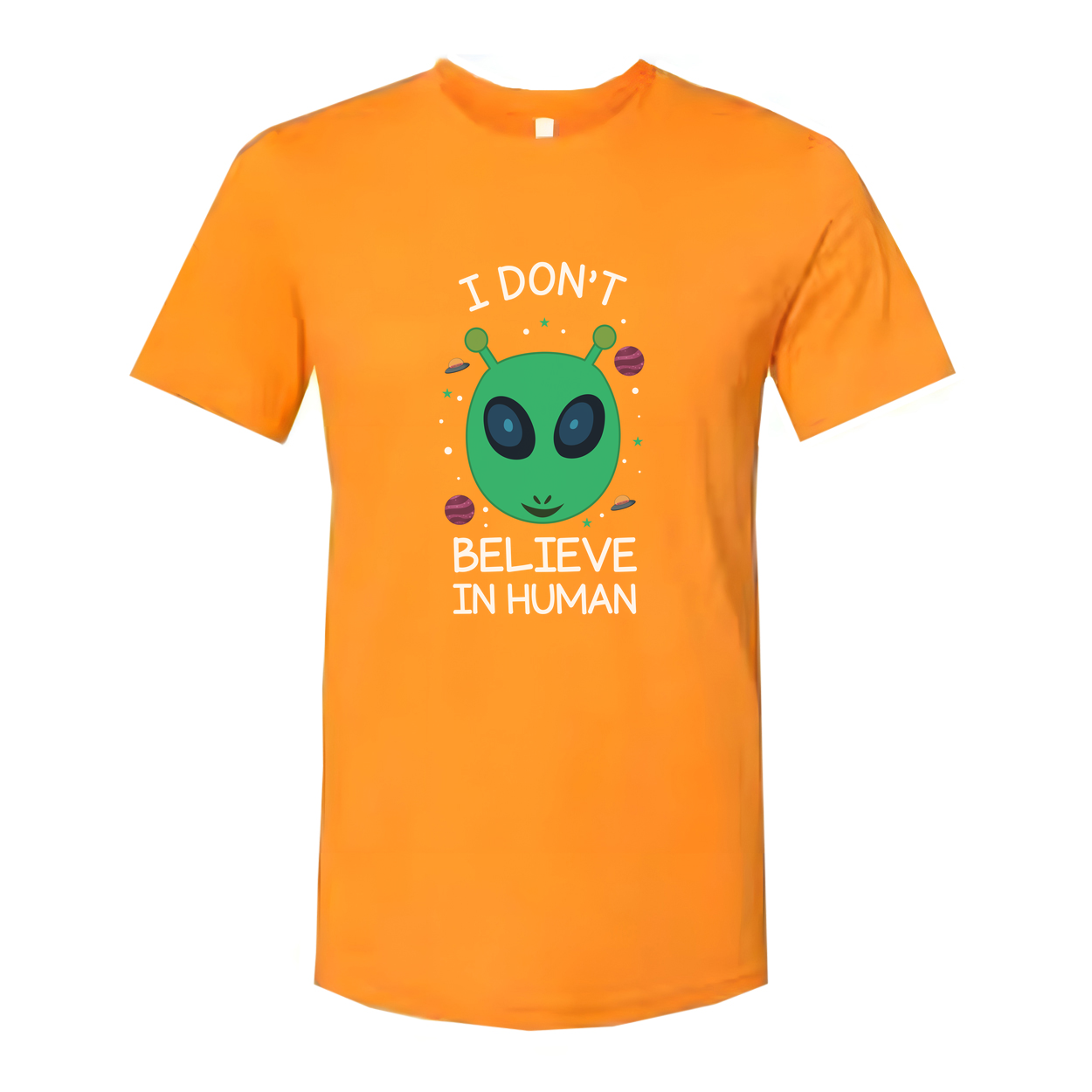 I Don't Believe in Human Alien Graphic T Shirt for Unisex Adults Short Sleeve Casual Tee