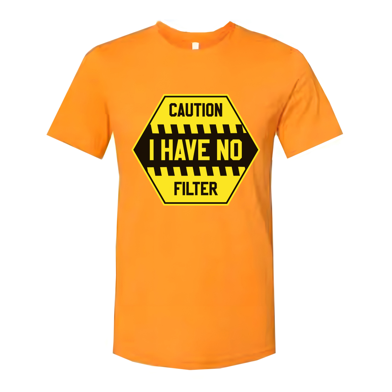 Caution I Have No Filter Graphic T Shirt Unisex Short Sleeve White Cotton Tee Casual