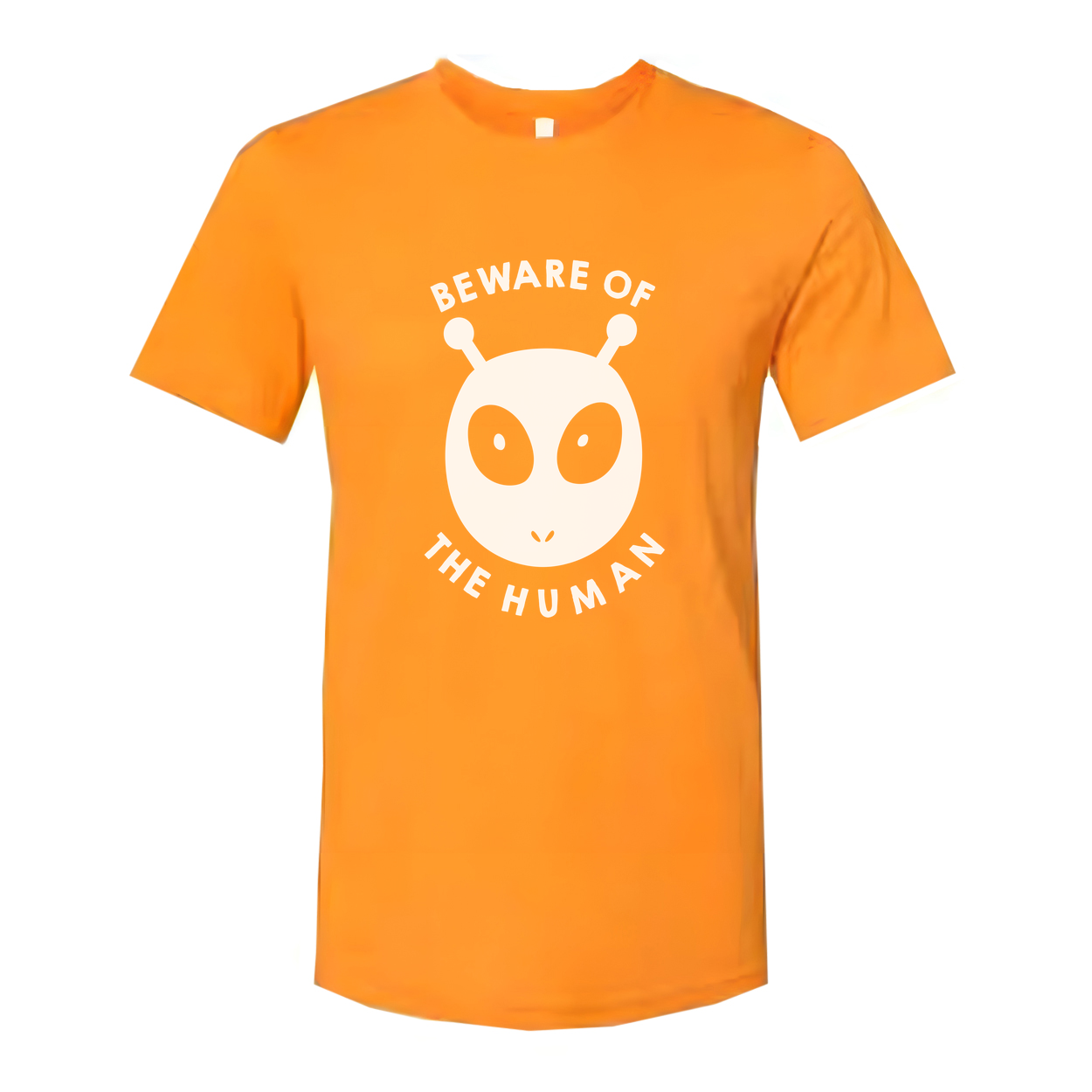 Beware Of The Human Graphic T Shirt Unisex White Cotton Tee Short Sleeve Regular Fit