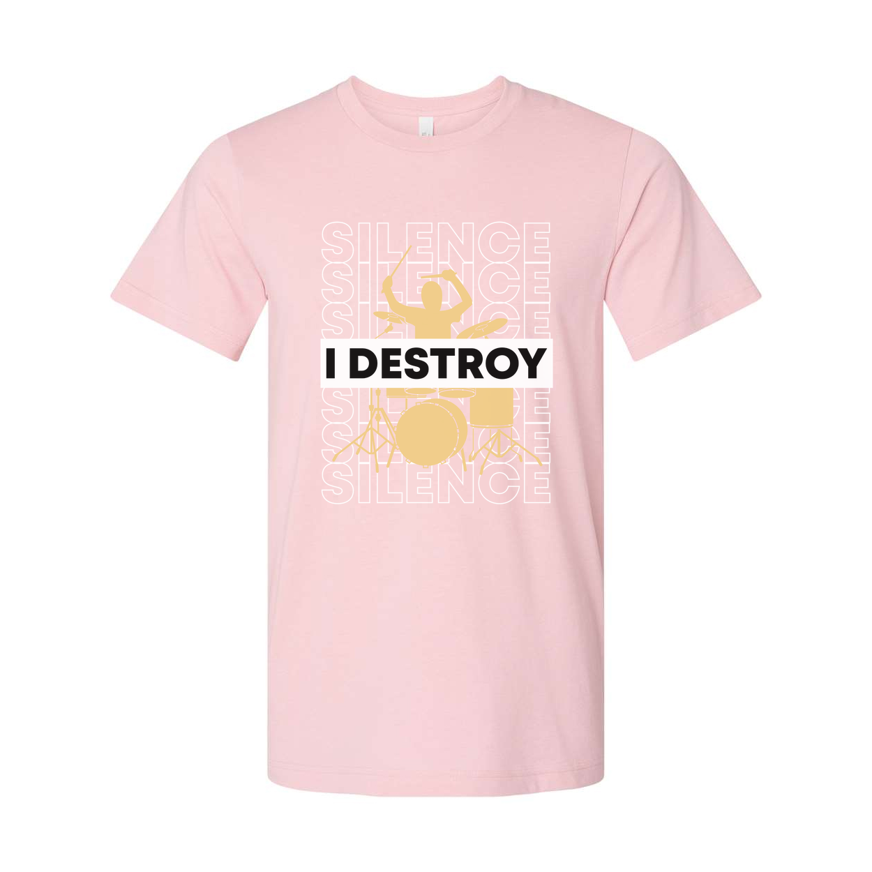 I Destroy Silence Drummer Graphic T Shirt Unisex Casual Short Sleeve Studio Apparel Gift