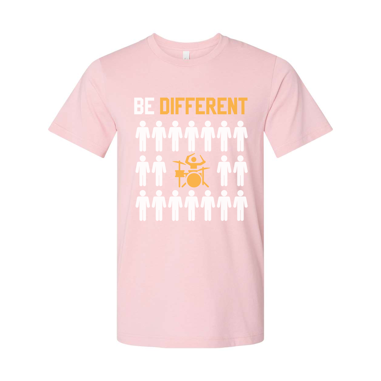 Be Different Unisex Graphic T Shirt With Drum Set Icon Design For Music Lovers Casual Wear