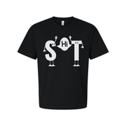 White Unisex T Shirt With SHiT Letters Graphic Featuring Cute Cartoon Characters
