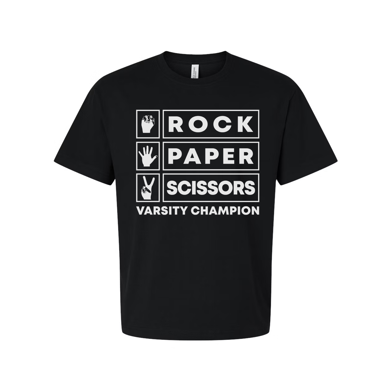 Rock Paper Scissors Varsity Champion Graphic T Shirt Unisex Adult Tee Soft Comfort Cotton