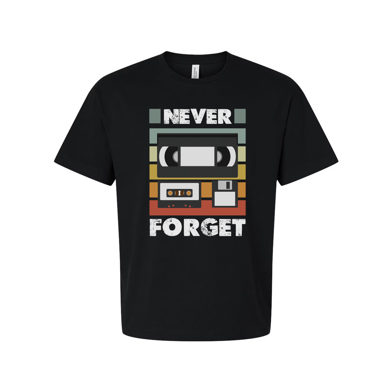 Never Forget Retro Cassette Tape Graphic Unisex Cotton Short Sleeve Tee For Everyday Casual Wear