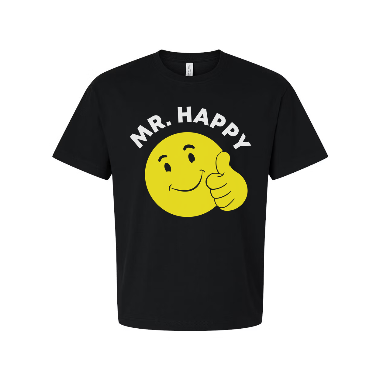 Mr. Happy Yellow Smiley Face Graphic T Shirt Unisex Short Sleeve Cotton Tee With Thumbs Up