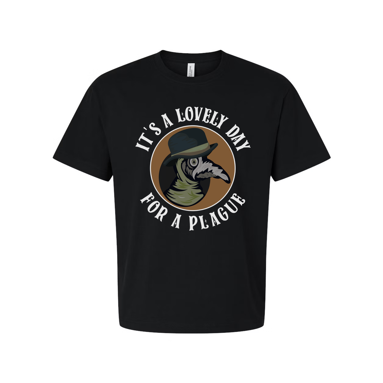 Humorous Plague Doctor Unisex T Shirt Featuring It's A Lovely Day For A Plague Graphic