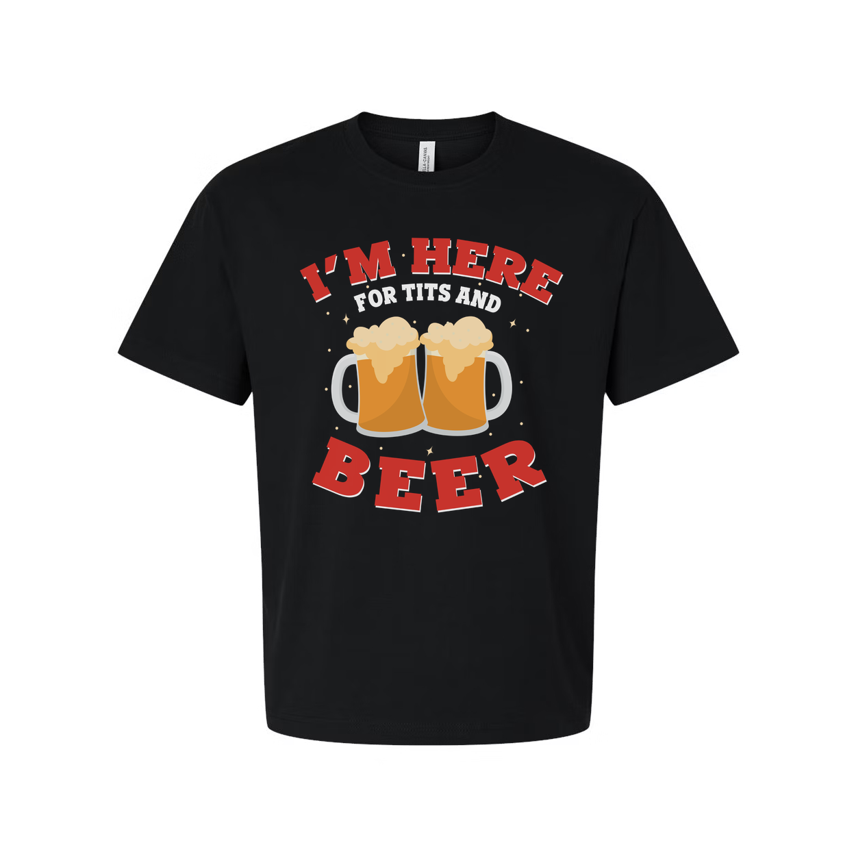 I'm Here For Tits And Beer Unisex Graphic Tee With Beer Mug Illustration For Party Or Gift